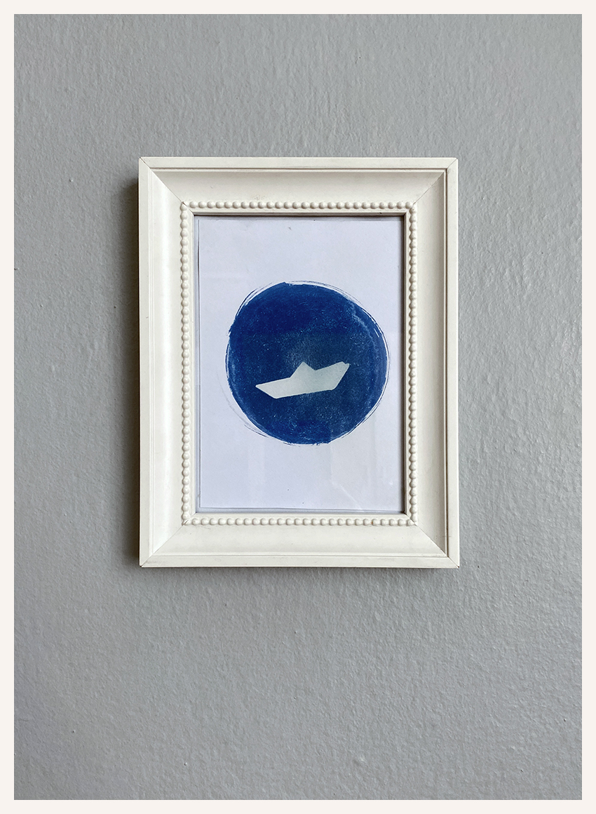 Kağıttan Gemi -Cyanotype Baskı Tablo